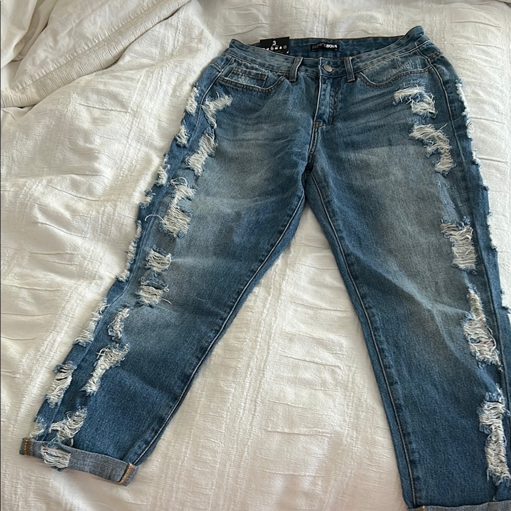 Distressed Blue Jeans